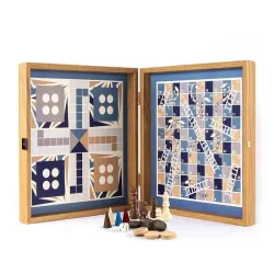 Luxury board game 4in1 Manopoulos Navy Blue Color 34x34 cm CBLS34BLU