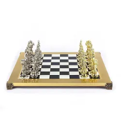 Luxury Brass Renaissance chess set Gold Board Gold/Silver Fig. 36x36 S9BLA