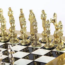 Luxury Brass Renaissance chess set Gold Board Gold/Silver Fig. 36x36 S9BLA
